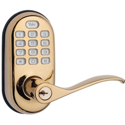 YRL210ZW605 Polished Brass Z-Wave Push Button Lever Door Lock
