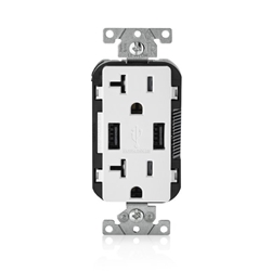 T5832-W 20-Amp USB Charger/Tamper Resistant Duplex Receptacle, White