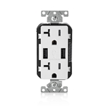 T5832-W 20-Amp USB Charger/Tamper Resistant Duplex Receptacle, White