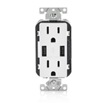 T5632-W 15-Amp USB Charger/Tamper Resistant Duplex Receptacle, White